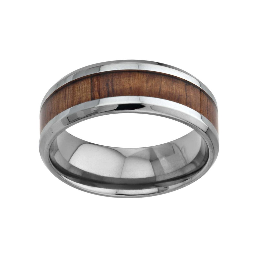 Wood Inlayed Titanium Ring (frtw02)