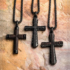 Black Carbon Graphite Sepulchre Cross Pendant (ssp007enk1)