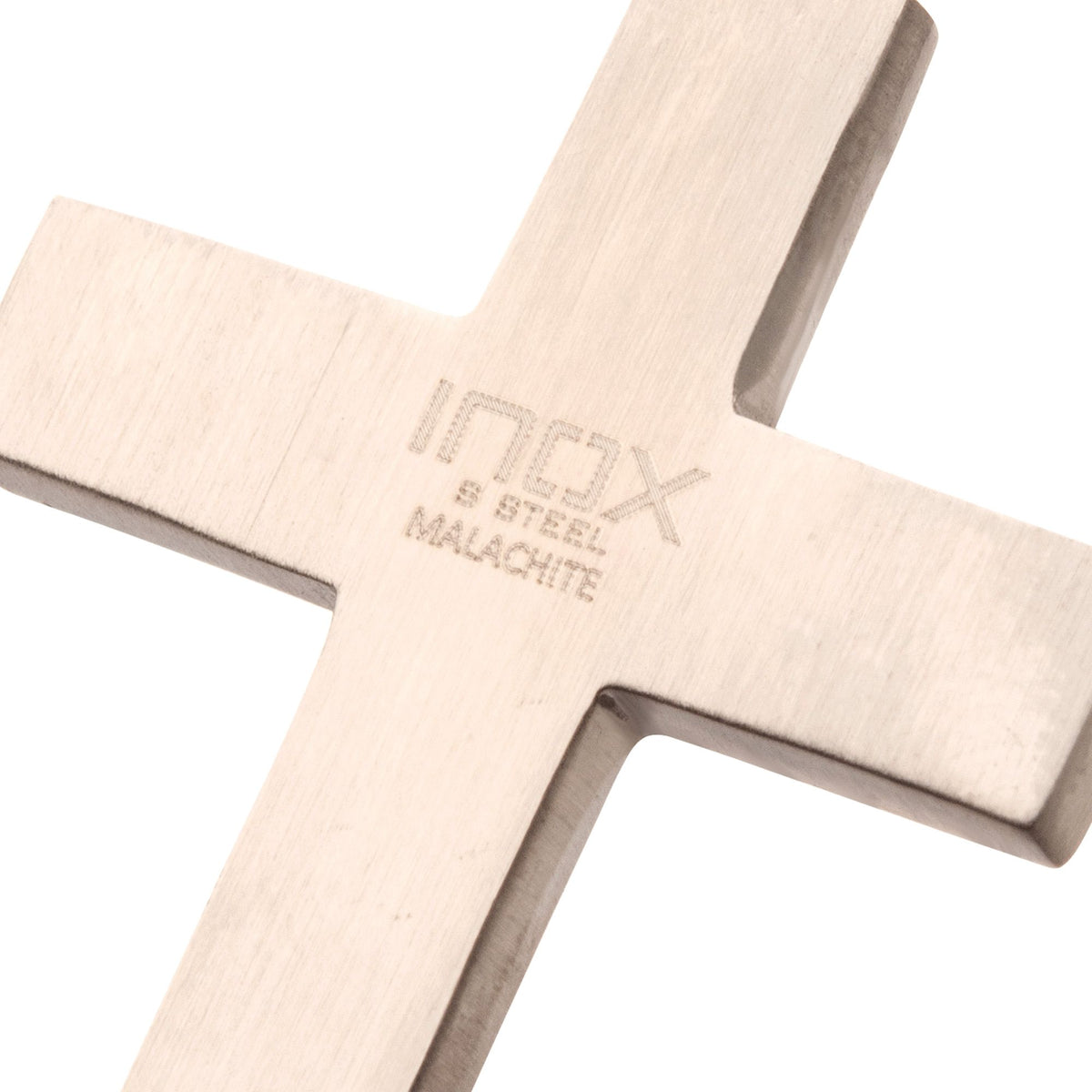 Matte Steel Malachite Stone Inlay with Lab-Created White Sapphire Terra Cross Pendant