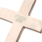 Matte Steel Tiger Eye Stone Inlay with Lab-Created White Sapphire Terra Cross Pendant