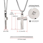Stainless Steel Lab-Grown Diamond Matte Finish Beveled Cross Pendant with Box Chain (lgdssp23154nk)