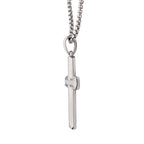 Stainless Steel Lab-Grown Diamond Brushed Finish Cross Pendant (lgdssp683nk)