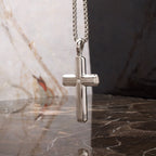 Stainless Steel Lab-Grown Diamond Brushed Finish Cross Pendant (lgdssp683nk)