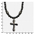 Black Onyx Beads With Steel Cross Pendant Necklace (nkra620bk)