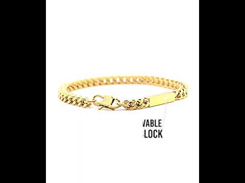 18k Gold Ip Engravable Id Block With Franco Chain Bracelet