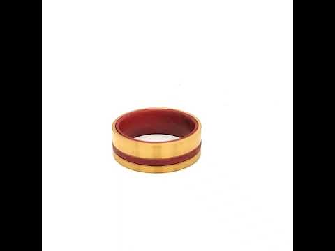 18k Gold Ip Redwood Inlay Ring