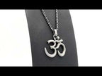stainless Steel With Antique Finish Om Symbol Pendant With Steel Box Chain