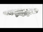 Polished Steel Wheat Chain With Fishbone On Hook Clasp Bracelet