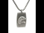 Gun Metal Ip Eagle Inlay Dog Tag Pendant With Round Box Chain