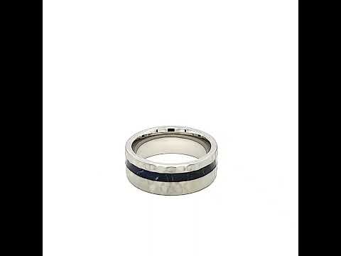 Steel Blue Dyed Wood Inlay Ring