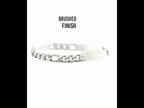 Steel Engravable Double Id Plate With Curb Chain Bracelet