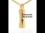 Matte 18k Gold Ip Chiseled Engravable Drop Pendant With Box Chain