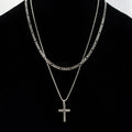 steel Scale Cross Drop Pendant With Bold Box Chain (ssp146651nk)