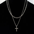 steel Scale Cross Drop Pendant With Bold Box Chain (ssp146651nk)