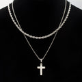 Steel French Rope Chain & Cross Pendant Set set- (ssp15465nk)