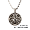 925 Sterling Silver Magellan Compass Pendant with Faceted 2.5mm Black Spinel Gemstone (slvrpnk10kspn)