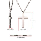 925 Sterling Silver Side Gem Cross Pendant with Antiqued Finish Box Chain