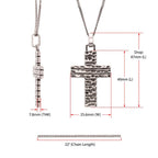 925 Sterling Silver Hammered Cross Pendant with Antiqued Finish Box Chain