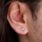 Steel Dangling Cross Hoop Prong Set Cz Stud Mismatched Earrings (sseh112-bp)