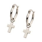 Stainless Steel Hoop With Cross Dangle Earrings (sseh112)