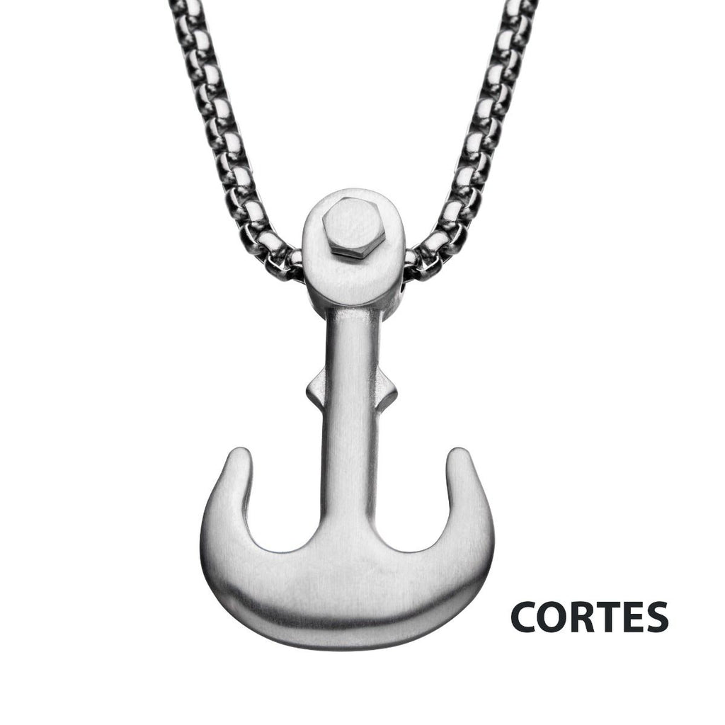 Matte Anchor Pendant With Bold Box Chain (ssp004mnk1)