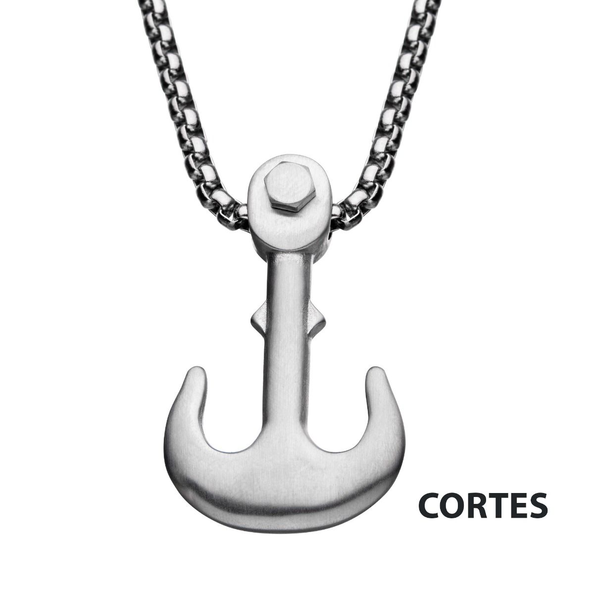 Matte Anchor Pendant With Bold Box Chain (ssp004mnk1)