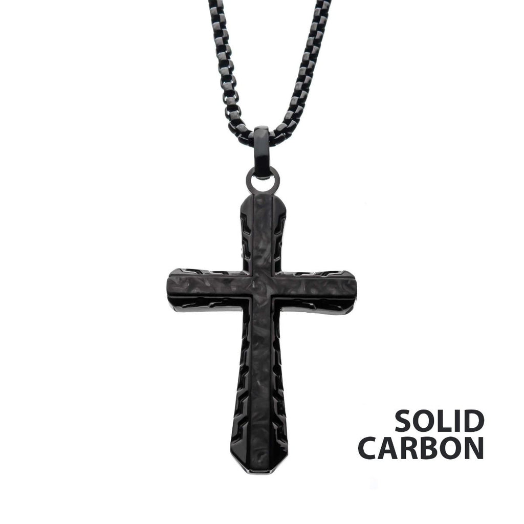 Black Carbon Graphite Sepulchre Cross Pendant (ssp007enk1)
