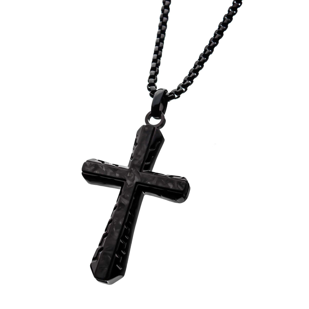 Black Carbon Graphite Sepulchre Cross Pendant (ssp007enk1)
