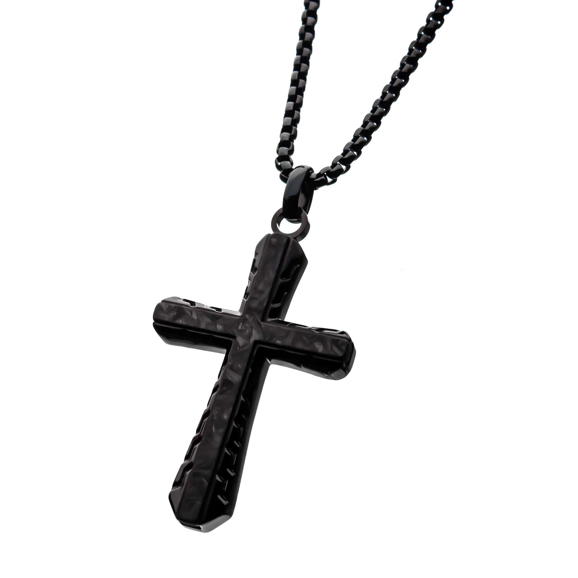 Black Carbon Graphite Sepulchre Cross Pendant (ssp007enk1)