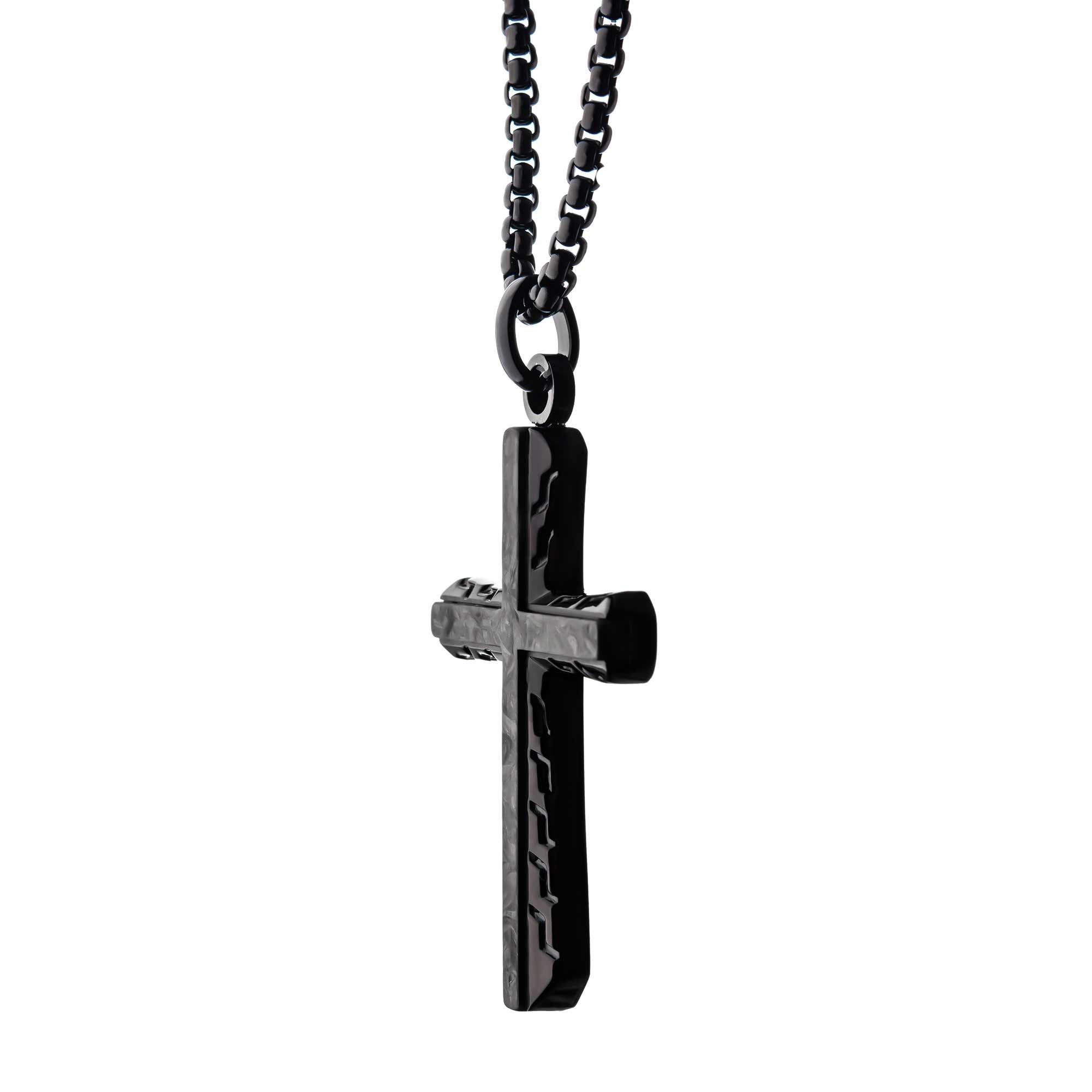 Black Carbon Graphite Sepulchre Cross Pendant (ssp007enk1)