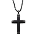 Black Ip Wood Cross Pendant With Chain (ssp008fnk1)