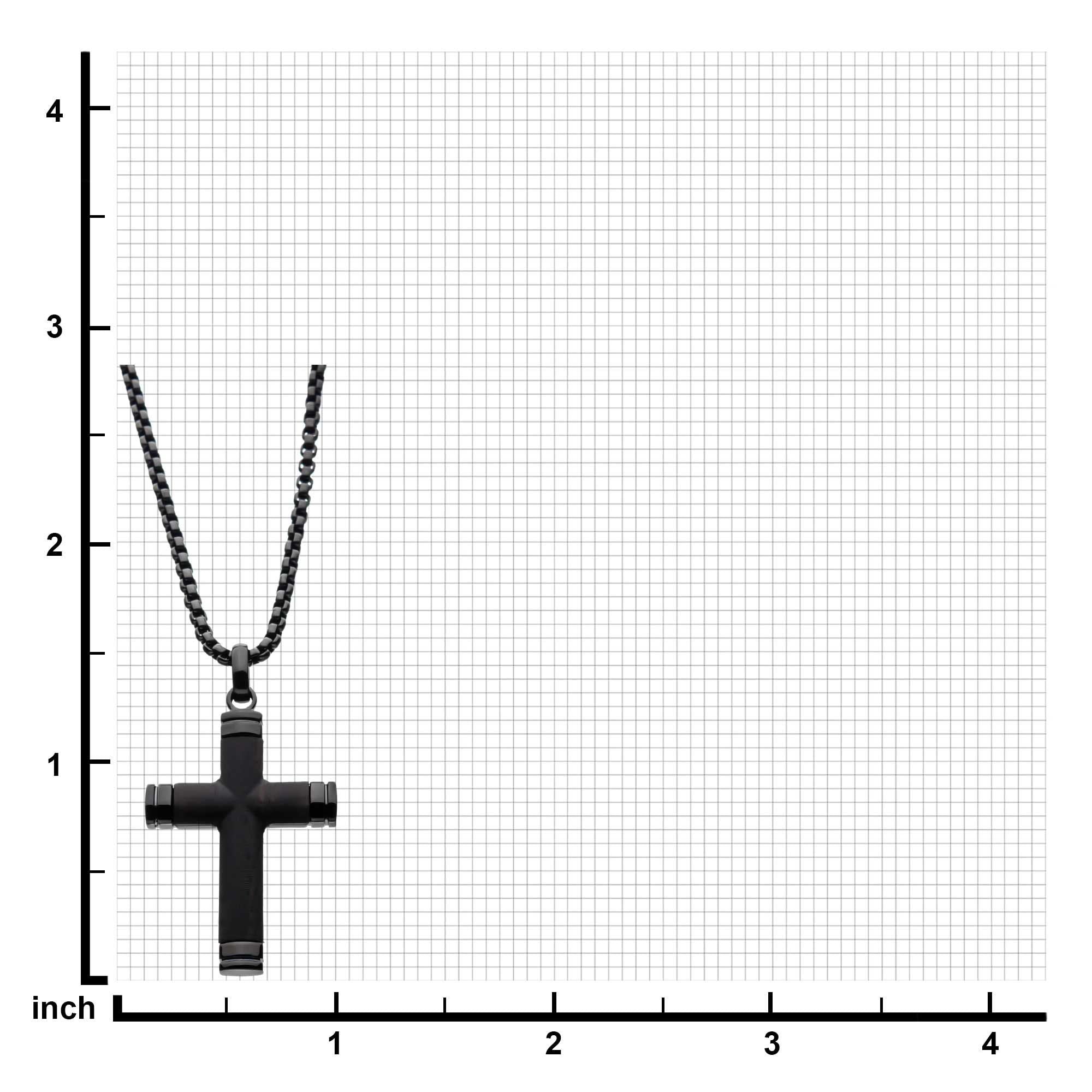 Black Ip Wood Cross Pendant With Chain (ssp008fnk1)