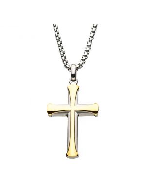 Steel Gold Ip Apostle Cross Pendant With Chain