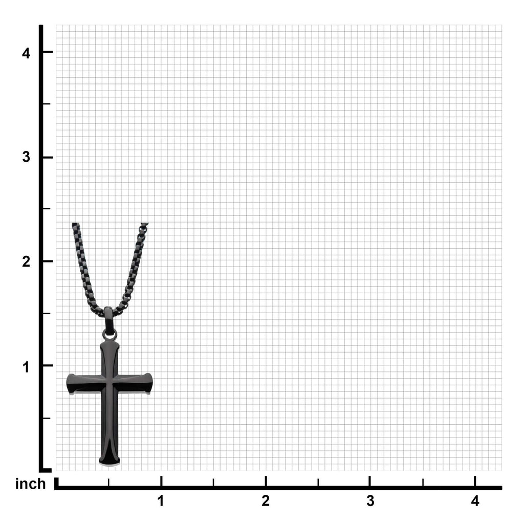 Steel Black Ip Apostle Cross Pendant With Chain (ssp009cnk1)