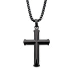 Steel Black Ip Apostle Cross Pendant With Chain (ssp009cnk1)