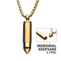 Stainless Steel & Gold IP Memorial Bullet Pendant with Gold IP Chain