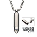 Stainless Steel Memorial Bullet Pendant With Steel Box Chain (ssp1128nk)