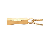 Matte 18k Gold Ip Chiseled Engravable Drop Pendant With Box Chain