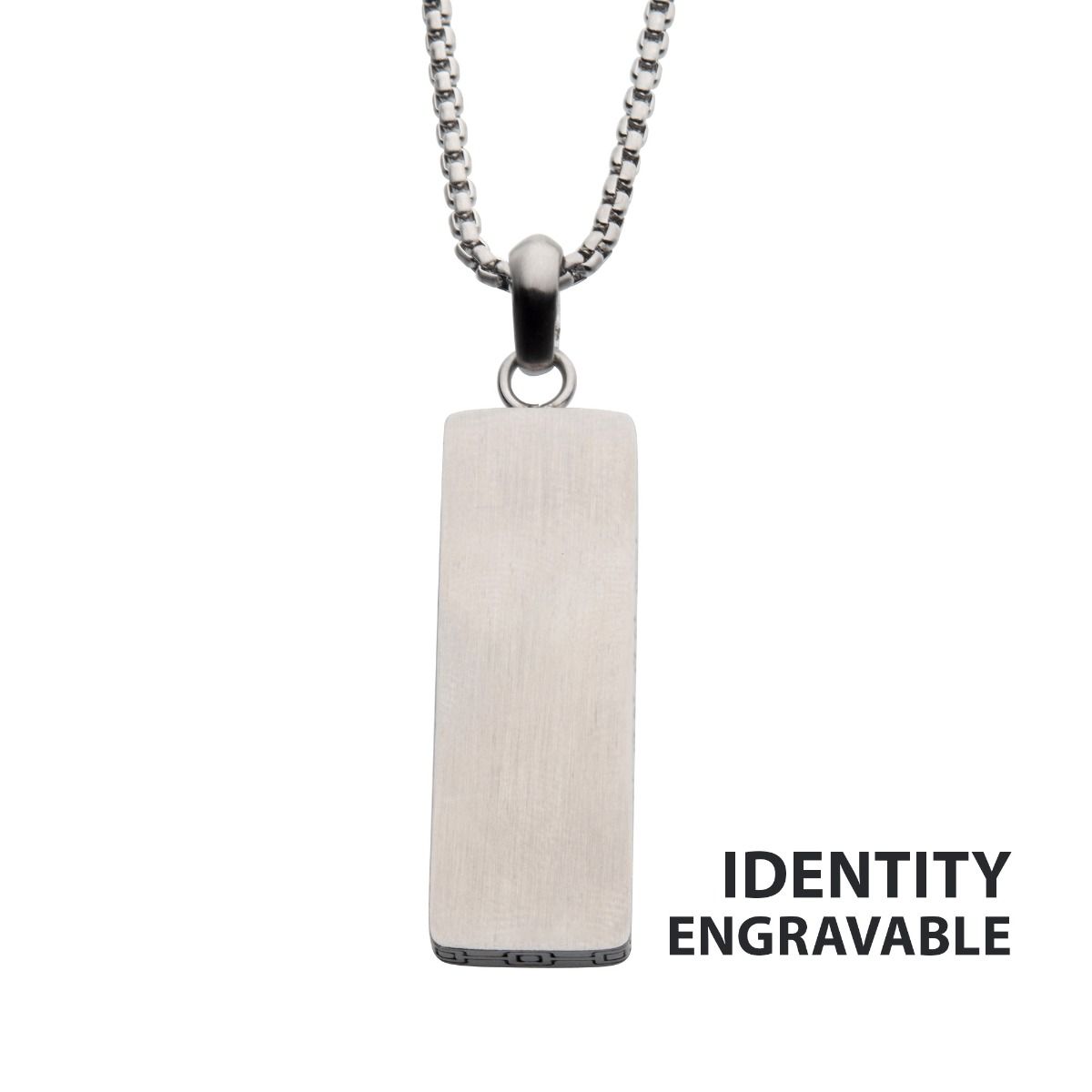 Steel Engravable Drop Pendant With Round Box Chain (ssp15467nk)