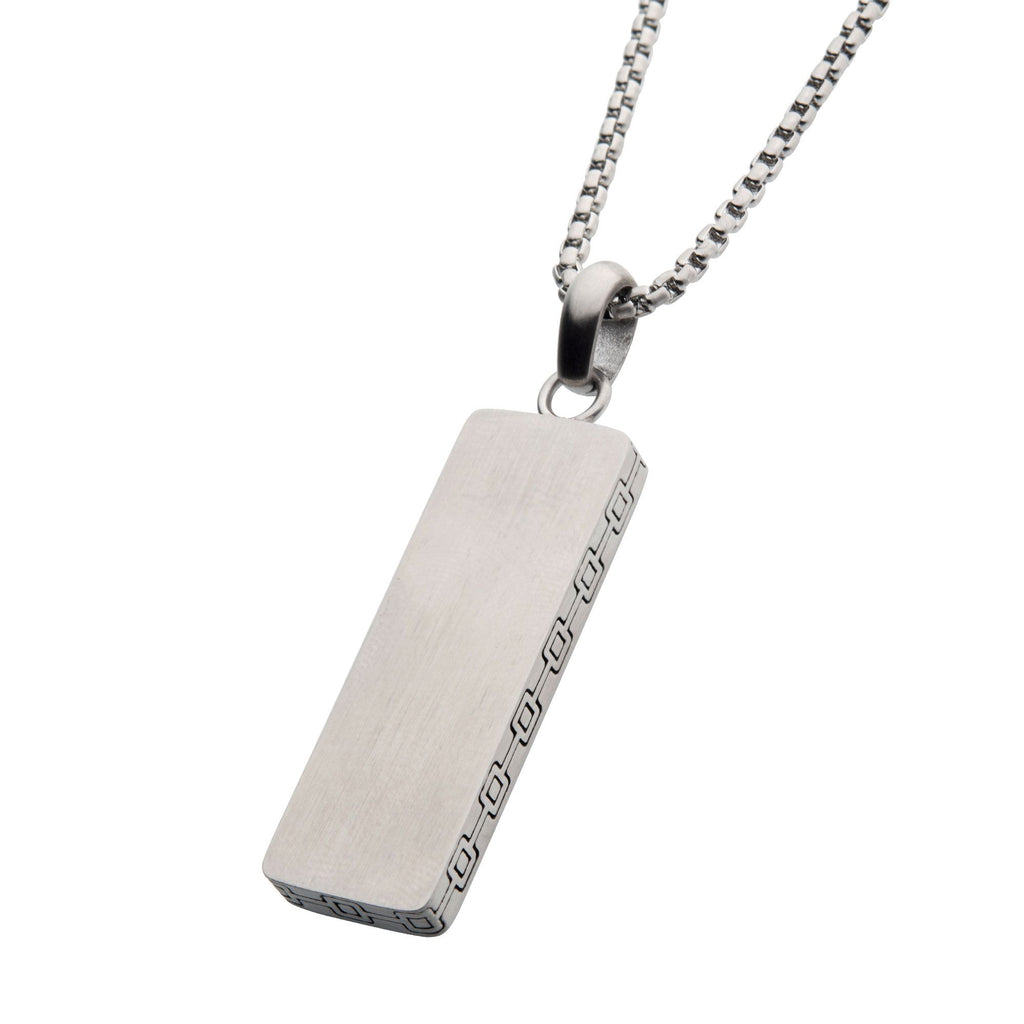 Steel Engravable Drop Pendant With Round Box Chain (ssp15467nk)