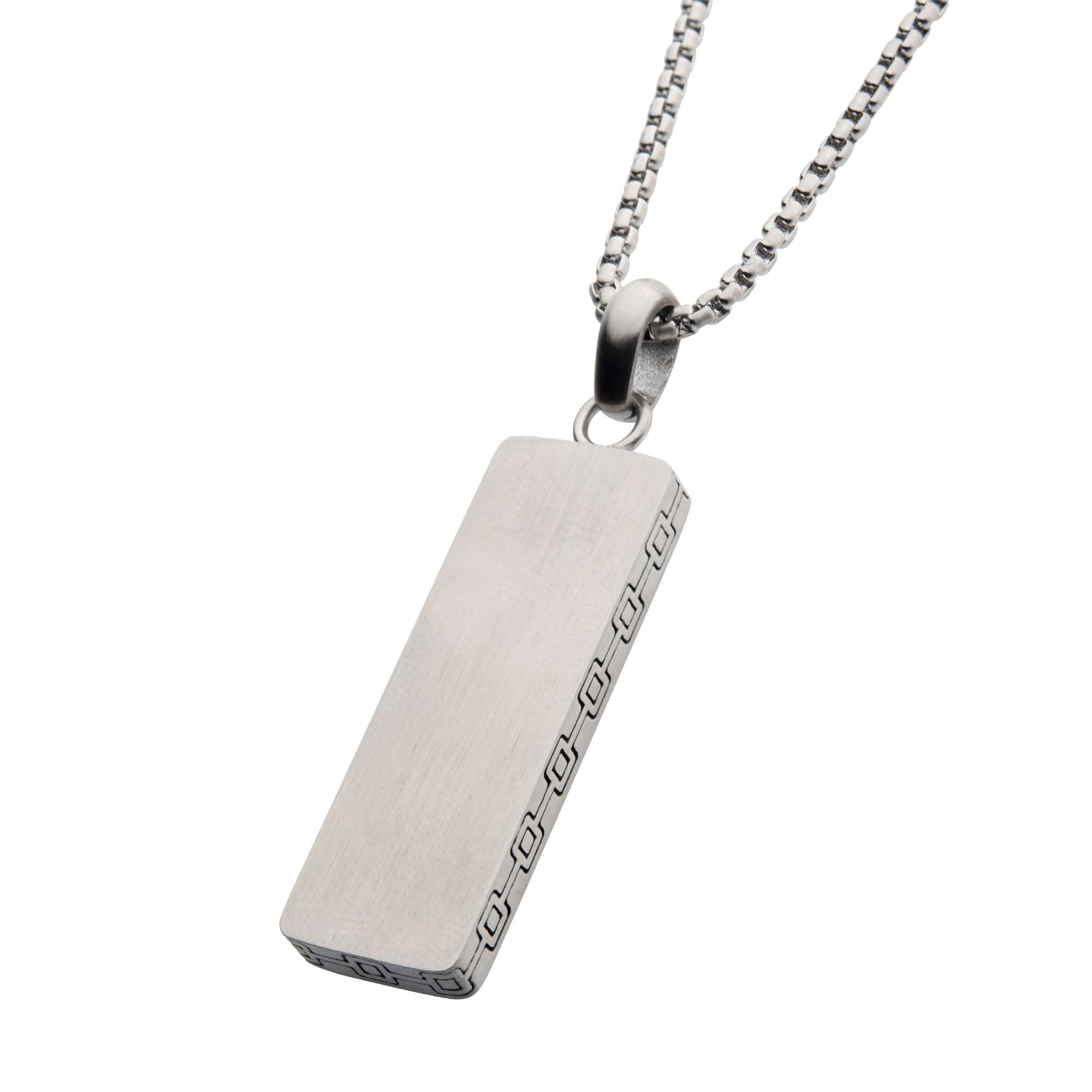 Steel Engravable Drop Pendant With Round Box Chain (ssp15467nk)