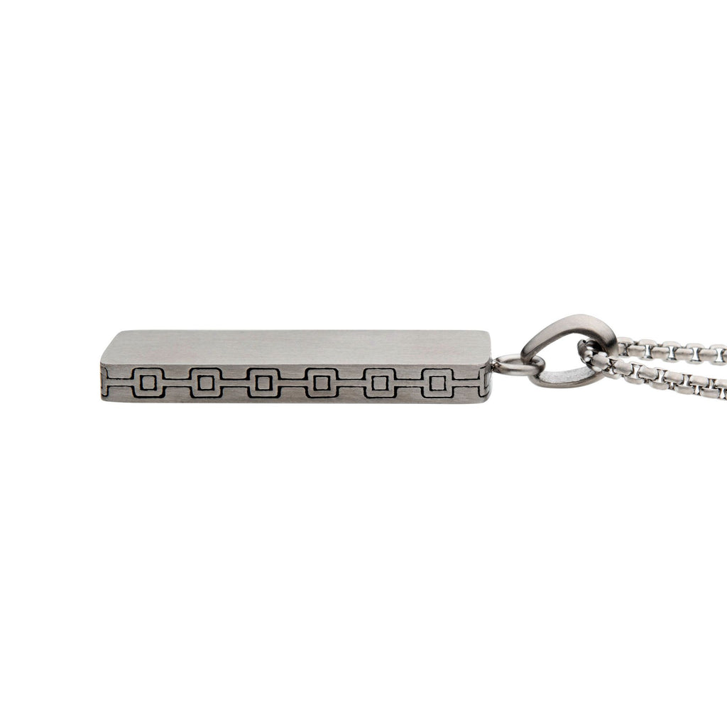 Steel Engravable Drop Pendant With Round Box Chain (ssp15467nk)