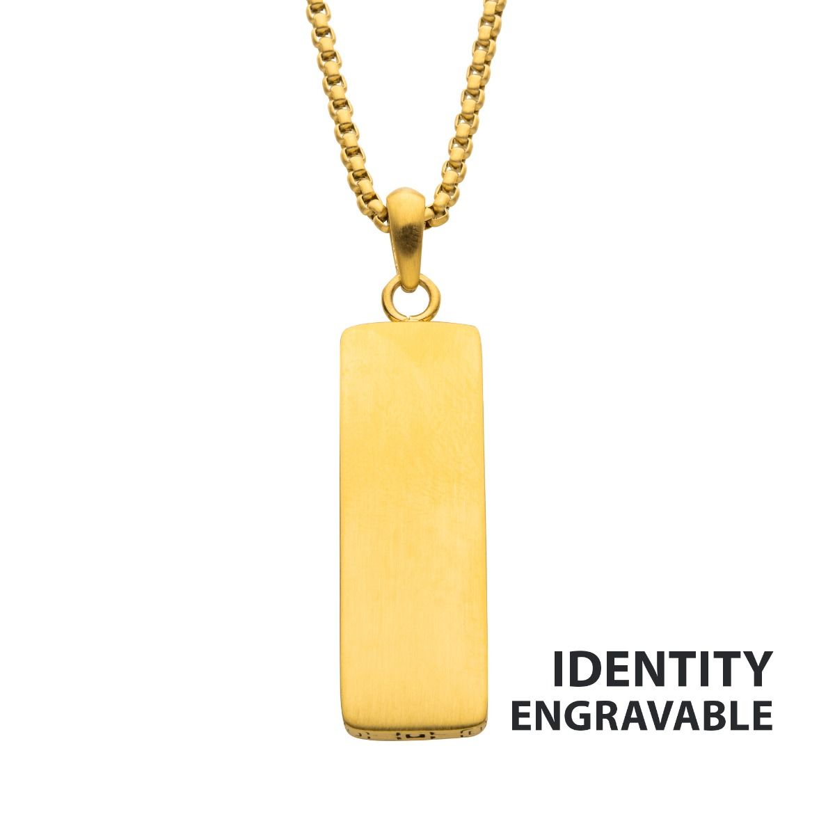 18k Gold Ip Engravable Drop Pendant With Round Box Chain (ssp15467nkgp)