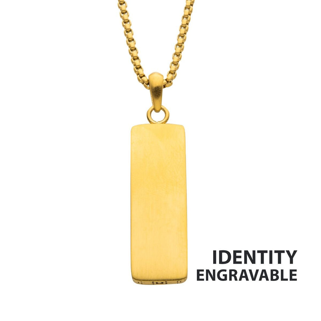 18k Gold Ip Engravable Drop Pendant With Round Box Chain (ssp15467nkgp)