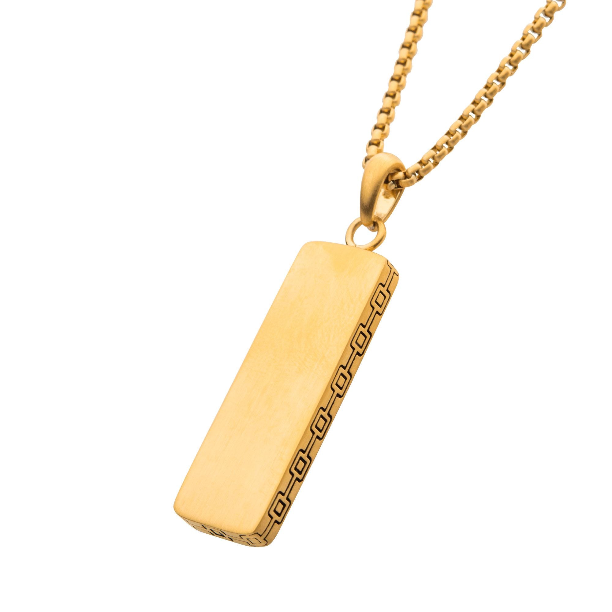 18k Gold Ip Engravable Drop Pendant With Round Box Chain (ssp15467nkgp)