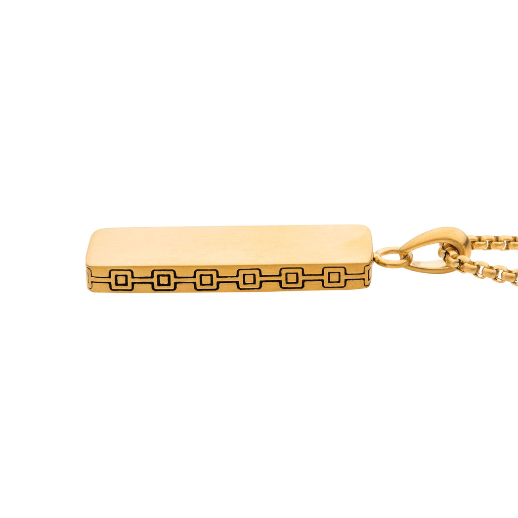 18k Gold Ip Engravable Drop Pendant With Round Box Chain (ssp15467nkgp)