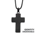 Black Ip Engravable Cross Pendant With Round Box Chain