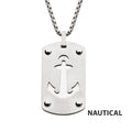 Stainless Steel Etched Anchor Dog Tag Pendant With Box Chain (ssp17454nk)