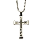 Two Tone Layered Cross Pendant With Chain (ssp18077p)