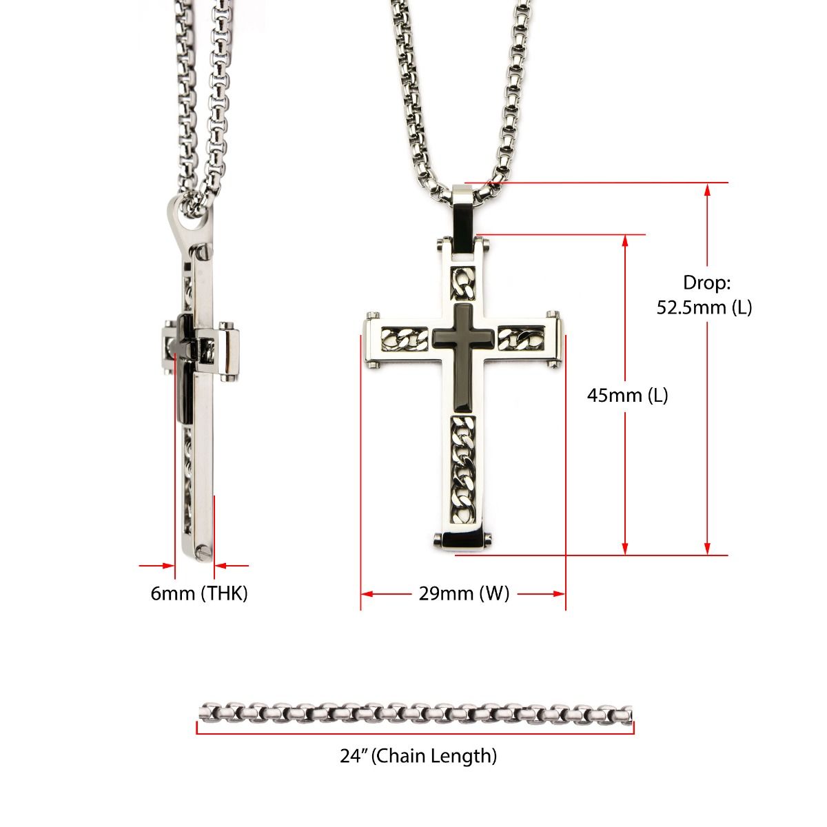 Two Tone Layered Cross Pendant With Chain (ssp18077p)